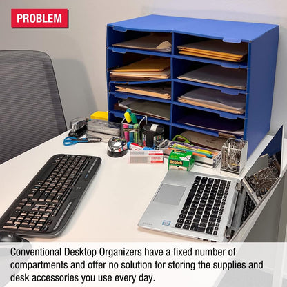 Desktop Organizer 8 Letter Tray Sorter Plus Riser Base, 2 Supply & 2 Storage Drawers - TierDrop Plus Keeps All of Your Documents & Supplies in Clear View & Within Arm's Reach Using Minimal Desk Space