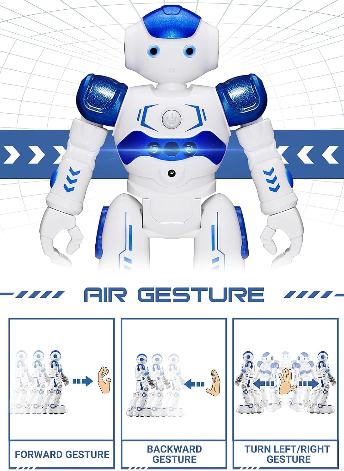 KingsDragon RC Robot, Programmable Remote Control Smart Robot for Kids, Ages 3-8, Gesture Control, LED Lights