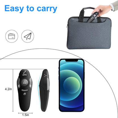Wireless Presentation Clicker for PowerPoint Presentations, USB Dongle Presenter Remote with Laser Pointer Slide Clickers for Mac/Windows/Linux, Computer/Laptop, Google Slide/PPT/Keynote
