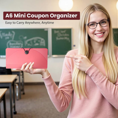 13 Pocket A6 Receipt Organizer, 2 Pack Small Accordion File Organizer, Coupon Organizer with Labels - Pink