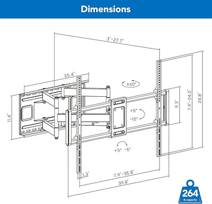 Mount-It! Heavy Duty XXL Full Motion TV Wall Mount
