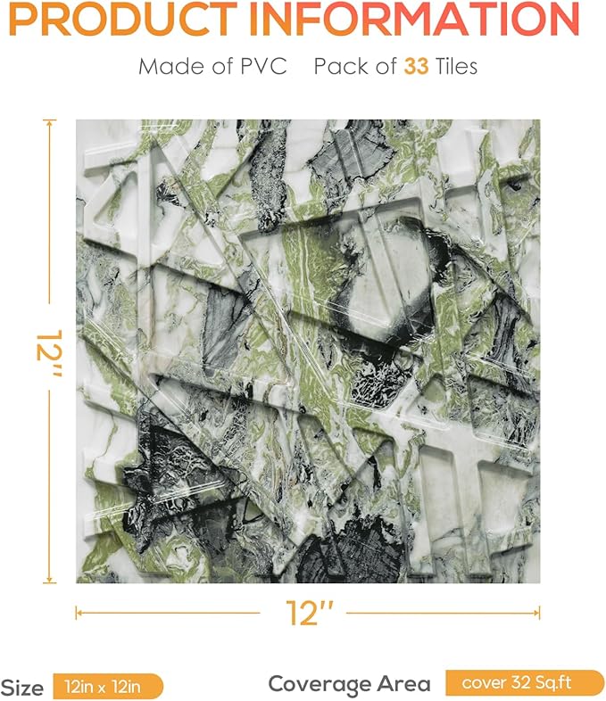 LEVOWAY 33 Pack 3D Wall Panels for Interior Wall Decor, Wall Covering Panles