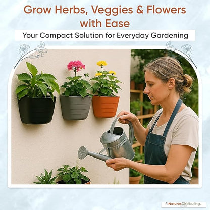 12 Inch Self-Watering Wall Planter for Indoor & Outdoor Use – Vertical Hanging Planter, BPA-Free, UV-Resistant – Perfect for Flowers, Herbs & Vegetables (Terracotta, with Plug)