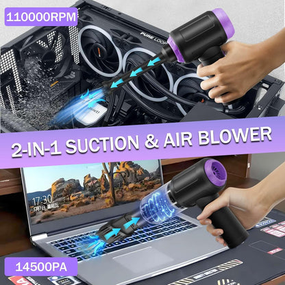 14500PA Computer Vacuum Cleaner Keyboard Cleaner Compressed Air Duster - Cordless Handheld Mini Vacuum for PC/Laptop Cleaning - Portable Air Duster for Car/Home/Office