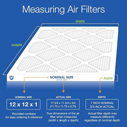 Nordic Pure 12x12x1 (Actual Size: 11 3/4 x 11 3/4 x 3/4) Tru Mini Pleat MERV 11 AC Furnace Air Filters – 2.5X More Media for Extended Durability & Superior Filtration - 4 Pack