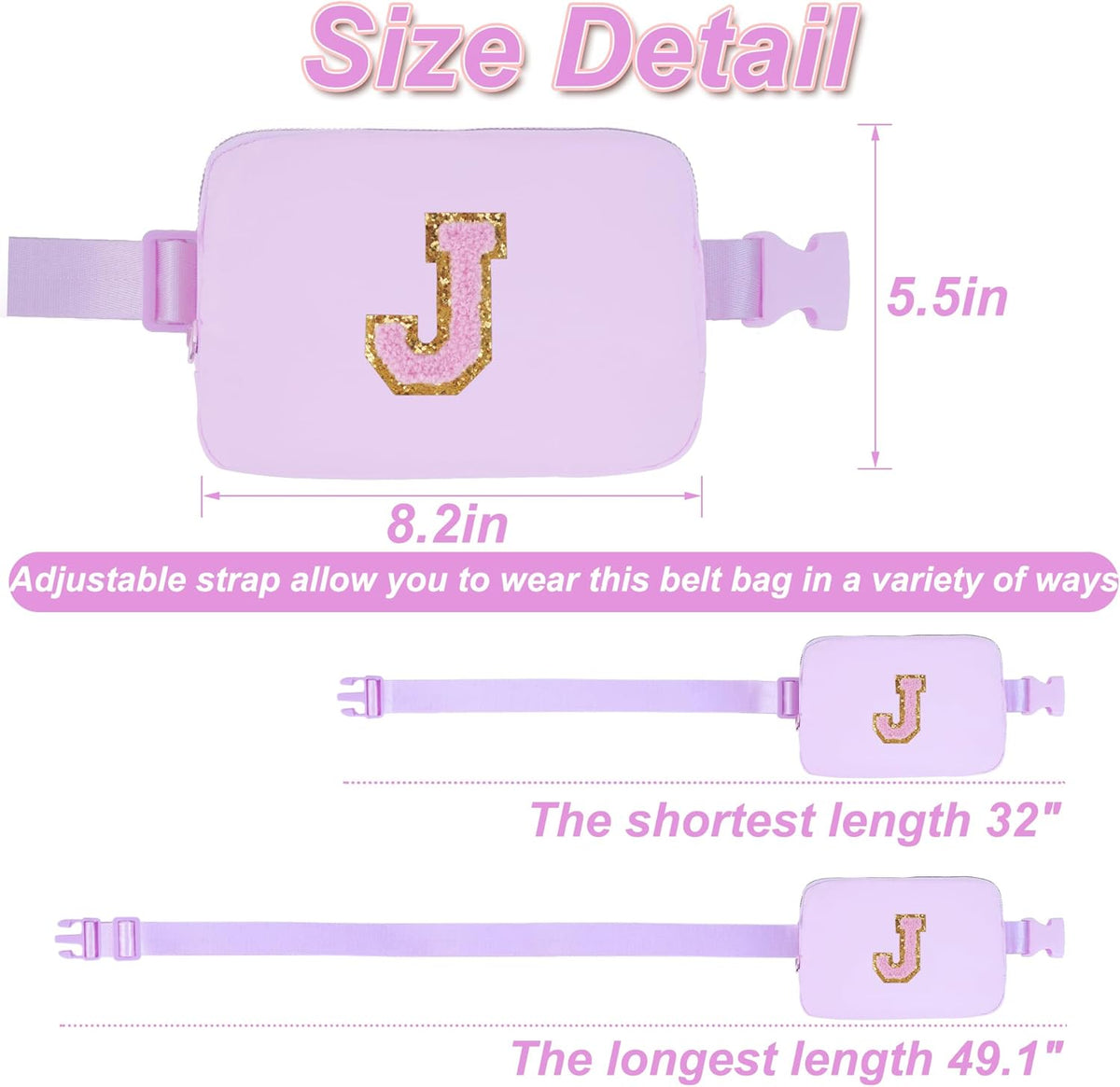 Birthday Gifts for 6 7 8 9 10 11 12 13 Year Old Girls,Fanny Pack Belt Bag Crossbody Bags for Women Girls Kids,Fashion Waist Packs Cute Teen Trendy Stuff Travel Essentials | Lavender,J