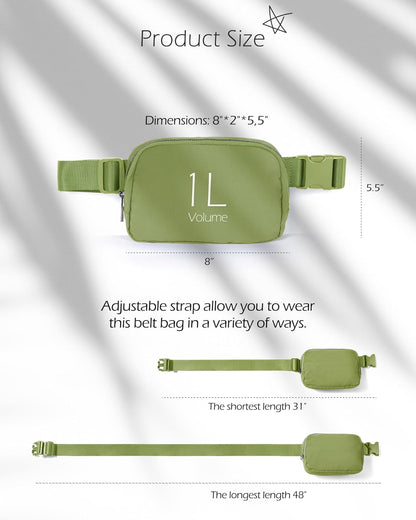 ODODOS Unisex Mini Belt Bag with Adjustable Strap Small Fanny Pack for Workout Running Traveling Hiking, Olive