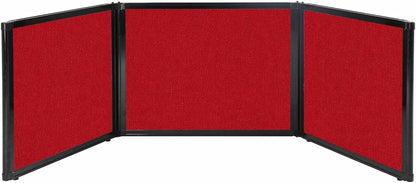 Versare Folding Tabletop Display | 3-Panel Partition | Lightweight Portable Workspace Divider | Red 99" x 24"
