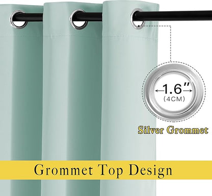 NICETOWN Room Darkening Window Curtains 84" Length - Decorative Aqua Blue Grommet Room Darkening Window Treatments for Bedroom/Living Room, 1 Pair, W52 x L84