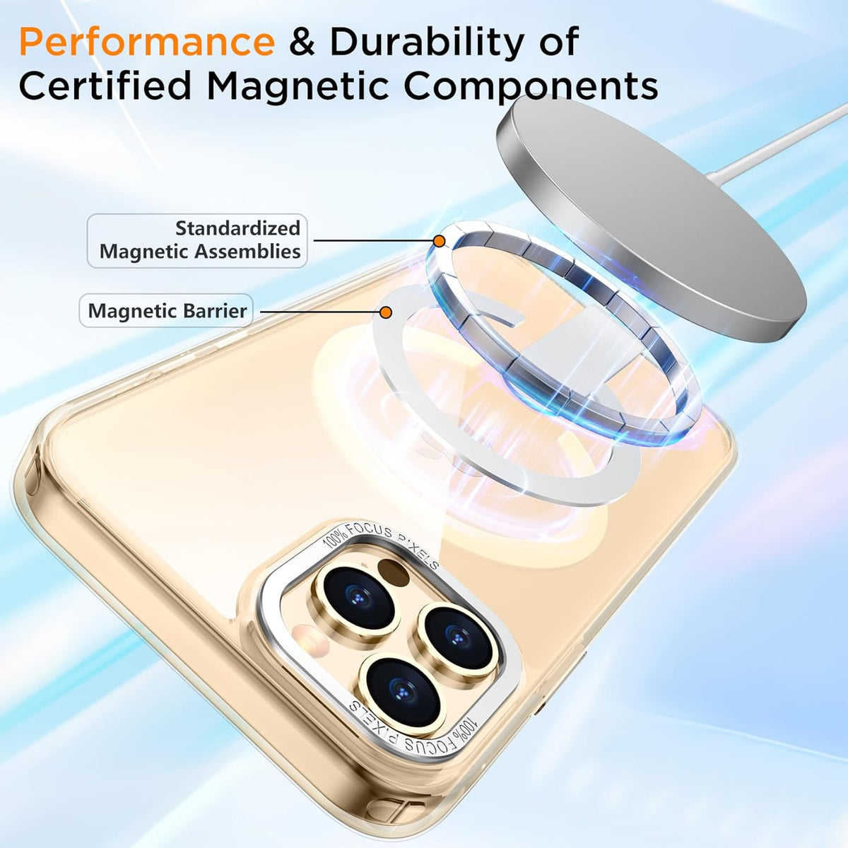 for iPhone 14 Pro Case with Kickstand, Compatible with MagSafe, [Invisible Stand] Anti-Slip Shockproof Military-Grade Protection, Magnetic Phone Case for iPhone 14Pro Cover (Clear)