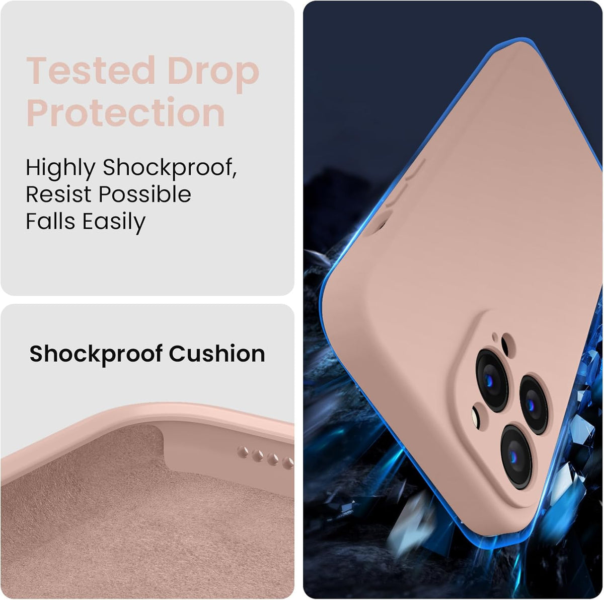 FireNova Designed for iPhone 13 Pro Max Case, Silicone [Camera Protection] Phone Case with [2 Screen Protectors], Soft Anti-Scratch Microfiber Lining Inside, 6.7 inch, Pinksand