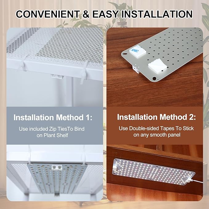 6Pack Panel Grow Lights for Indoor Plants, Seed Starting, Vegetables with 4/8/12/16/20 Hr Timer, 40W Full Spectrum LED Plant Growing Lamps for Cabinet/Shelves/Greenhouse, Plug-and-Play, Connect Freely