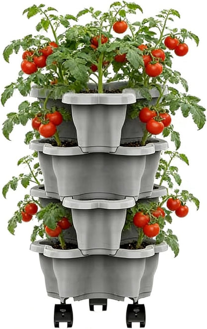 Vertical Planter, Stackable Weatherproof Multi-Tier Stackable Tower Planters, Garden Planters for Strawberry Herb Flower and Vegetable Indoor Outdoor