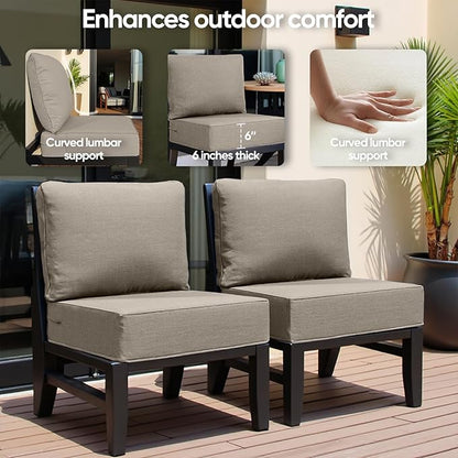 6" Thick Outdoor Cushion, 24*24*6" Patio Furniture Cushions with Waterproof Patio Furniture Cushions with Removable Cover, 28D High Density Patio Cushion for Outdoor Furniture, Gray-4pcs
