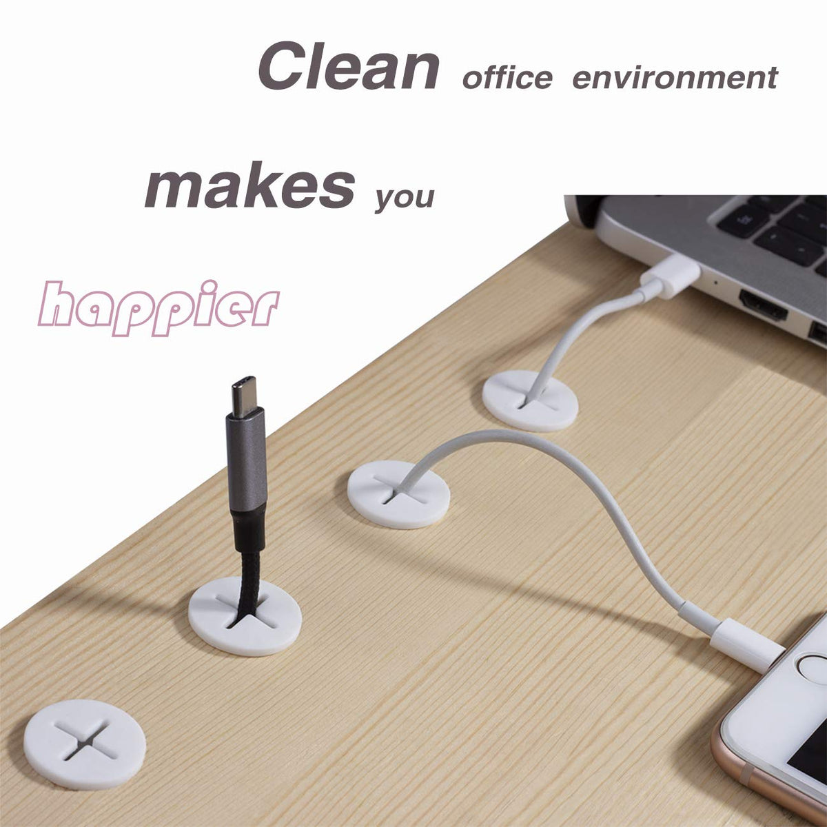 8 Pack Cable Cord Grommet 3/4 Inch Flexible Wire Rubber Grommets for Desk and Other Furniture Wall Hole Cover Cable Management Wire Organizer Cable Pass Through, White Color