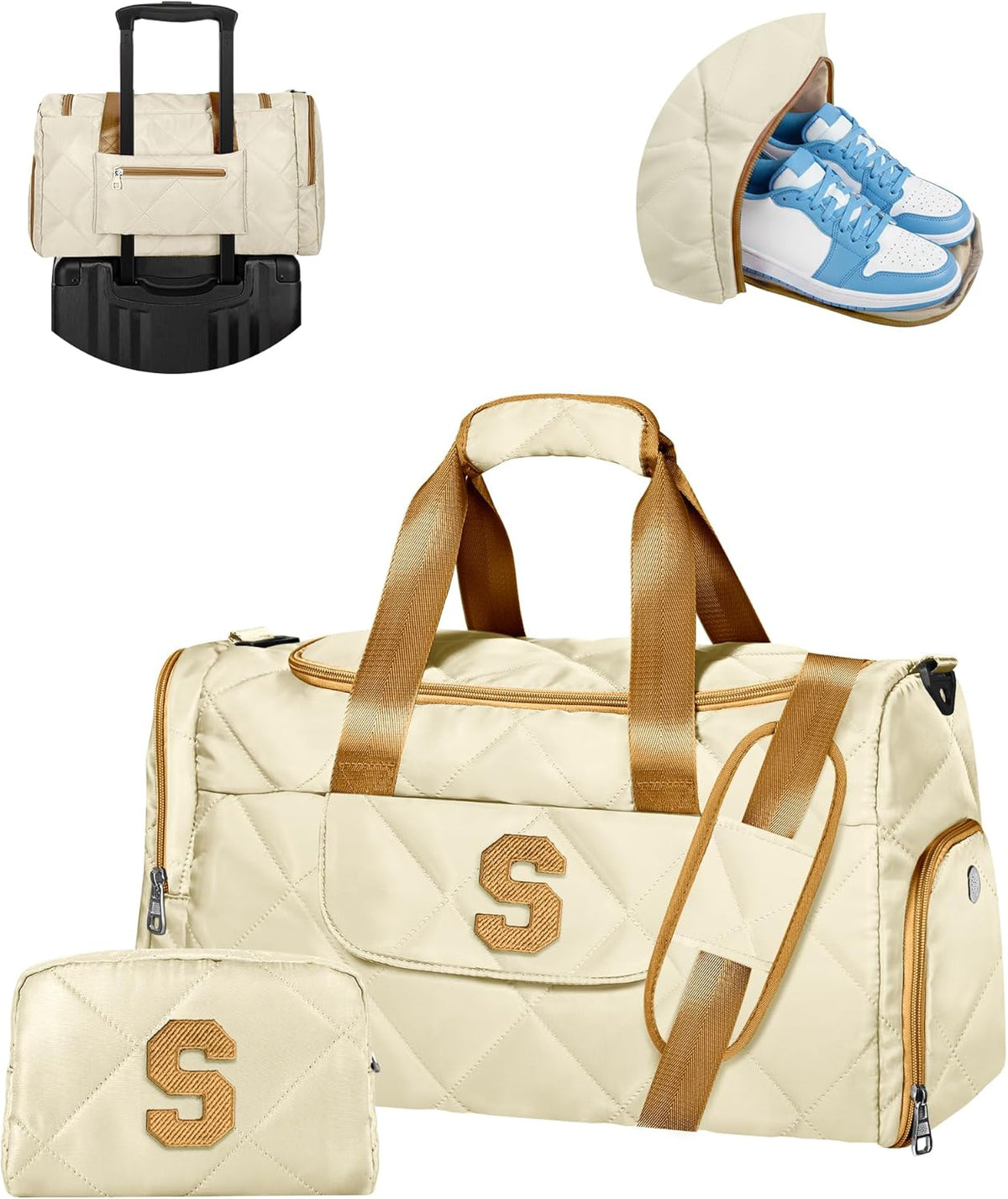 Birthday Gift for Women Teens, Initial Travel Bag for Weekend, Overnight, Girls Trips Gift Ideas, Gifts for Daughter, Granddaughter, Sister, Mom, Teacher, Friends, Travel Essentials