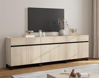 WAMPAT Modern TV Stand for TVs Up to 110 Inch, 3 in 1 Wood Entertainment Center