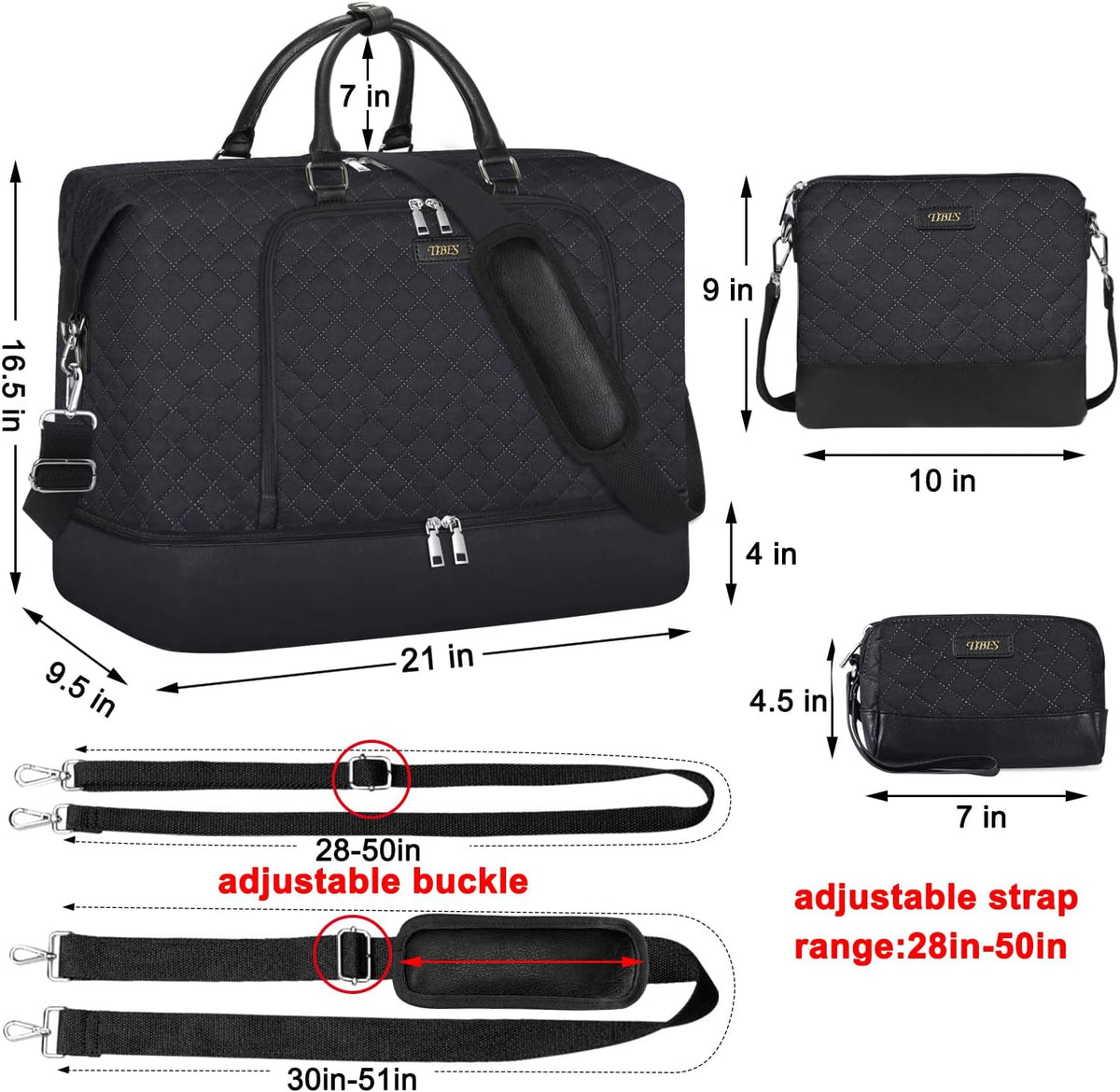 Travel Weekender Bag for Women, Overnight Bag with Shoe Compartment Oversized Travel Duffel Bag Carry On Tote 21"
