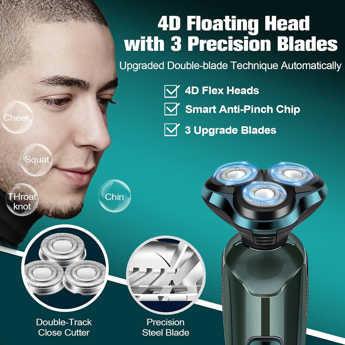 Electric Razor for Men,Mens Razors for Shaving face,LED Display Rechargeable Blades Electric Shavers for Men,Waterproof Wet Dry Cordless Razor