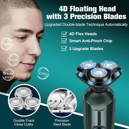 Electric Razor for Men,Mens Razors for Shaving face,LED Display Rechargeable Blades Electric Shavers for Men,Waterproof Wet Dry Cordless Razor