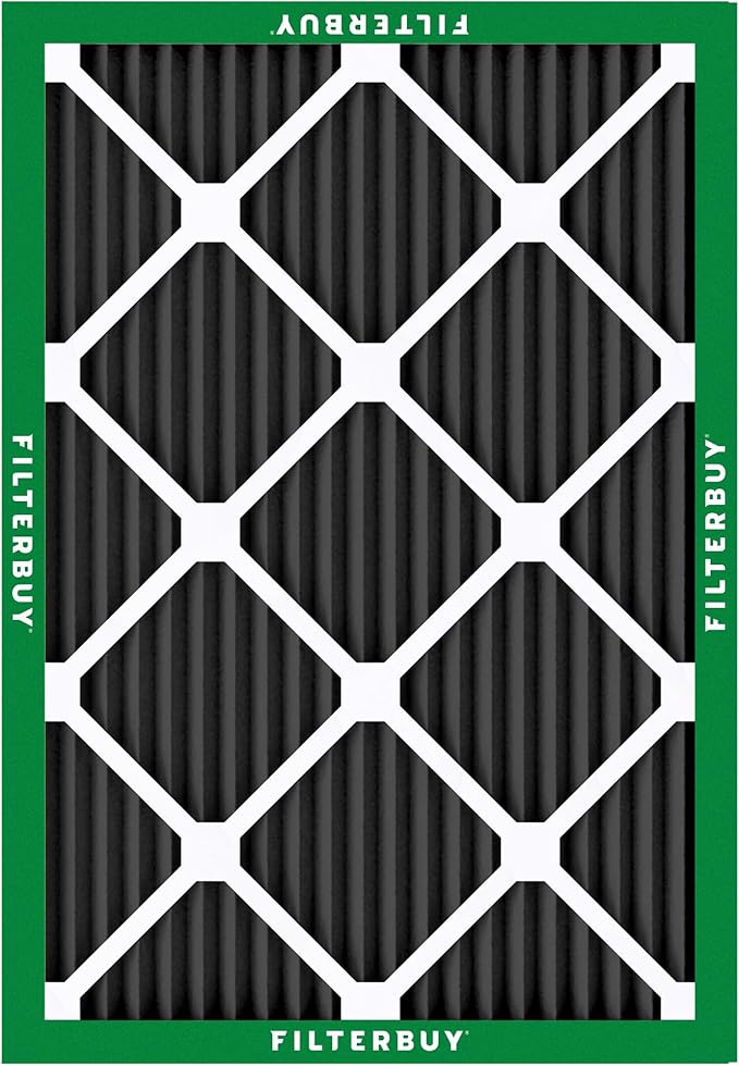 Filterbuy 12x18x1 Air Filter MERV 10 Odor & Allergy Defense with Activated Carbon (12-Pack), Electrostatic Pleated HVAC AC Furnace Filters Replacement, Made in USA (Actual Size: 11.50 x 17.50 x 0.75)