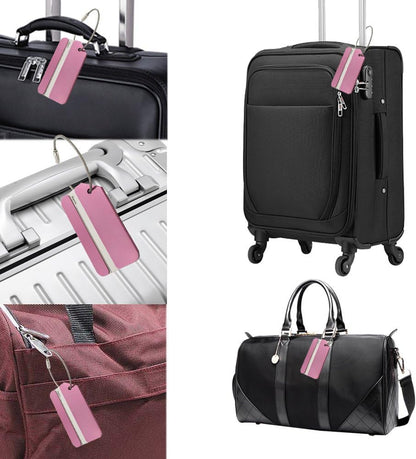 Aluminum Luggage Tags, Luggage Tag Holders for Travel Luggage Baggage Identifier by Ovener (2Pack Pink)