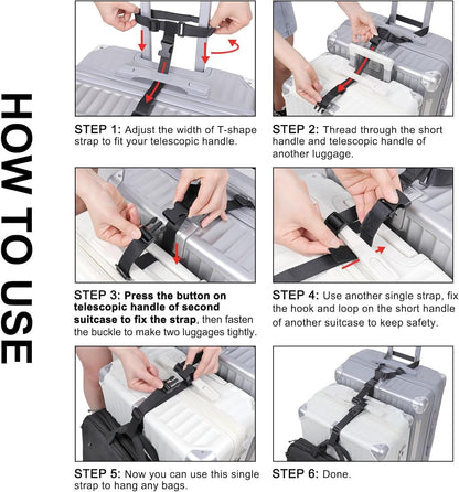 Vigorport Luggage Straps, Luggage Connector Straps for Suitcases Add A Bag and Connect Your 2 Suitcases Together Adjustable Attachment Accessories Belts (1'' Width Medium Size)
