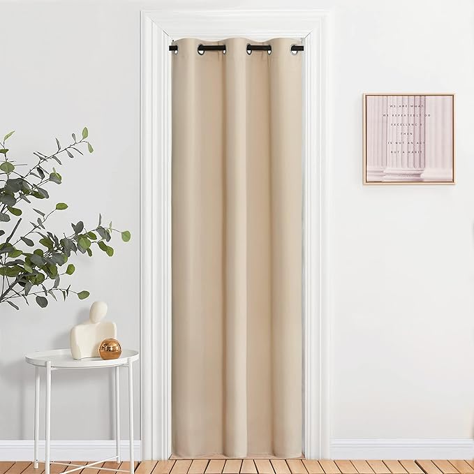 NICETOWN Blackout Farmhouse Curtains - Thermal Insulated Solid Grommet Vertical Drapes Room Darkening Window Treatments for Bedroom (Biscotti Beige, Set of 2, 37 by 84 Inch)