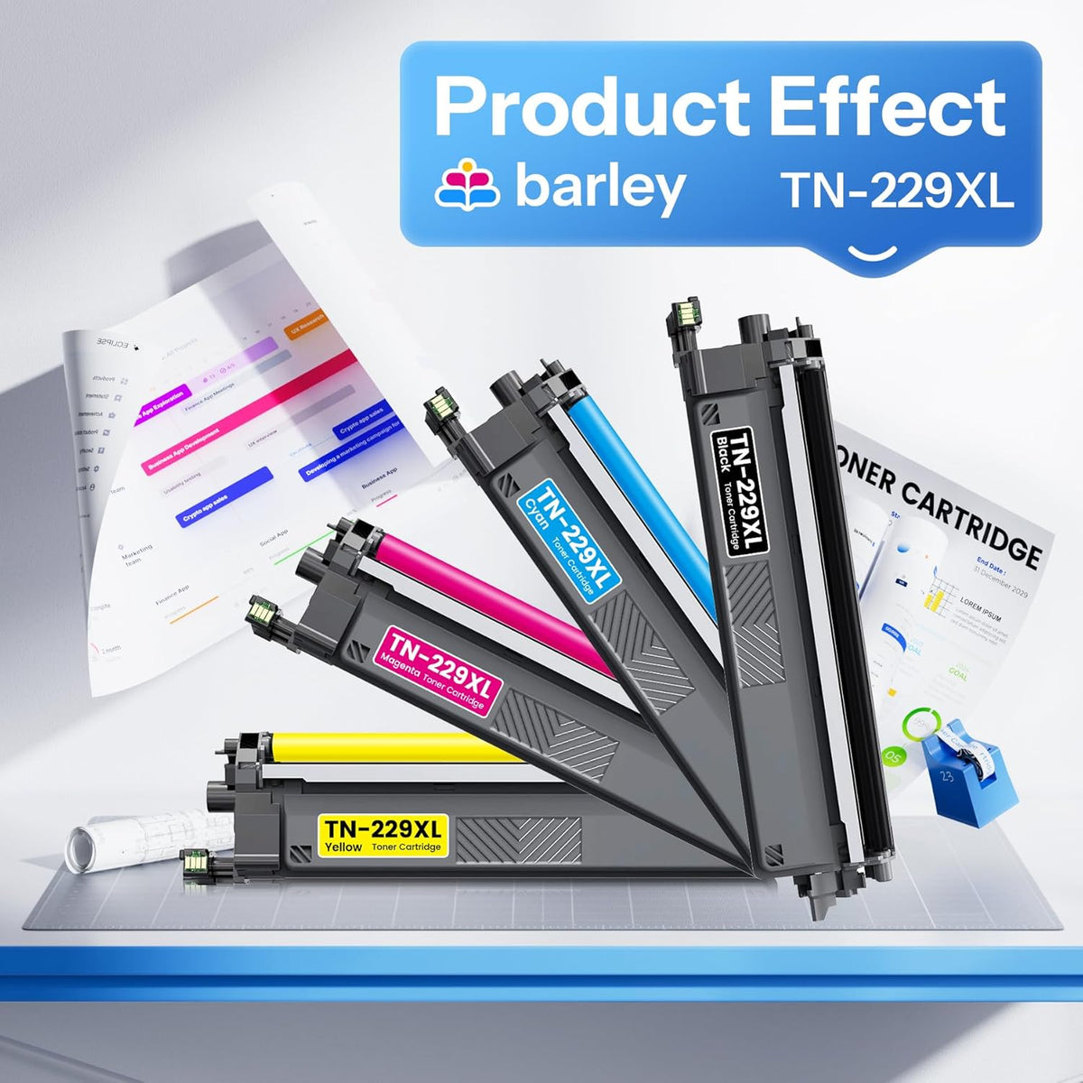 TN229XL TN229 Toner Cartridges 4 Pack High Yield Compatible TN229XL TN229 Replacement for Brother TN229XL TN-229XL TN229 XL HL-L3220CDW MFC-L3765CDW MFC-L3780CDW Printer.