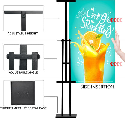Sign Stand, Poster Stand, Adjustable Floor Standing Sign Holder, Suitable for Signs Up to 42 Inches, Ideal for Weddings, Restaurants, or Businesses(2 PACK)