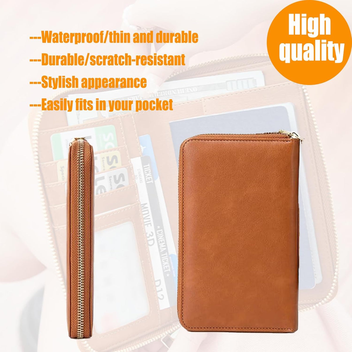 Similarbe RFID Passport Wallet,Similarbe Multi-Functional RFID Passport Wallet,Travel Wallet for Women Men - ID Card Organizer with Anti-Theft,Slim Leather Cover for Credit Cards,Cash (2PCS-A)