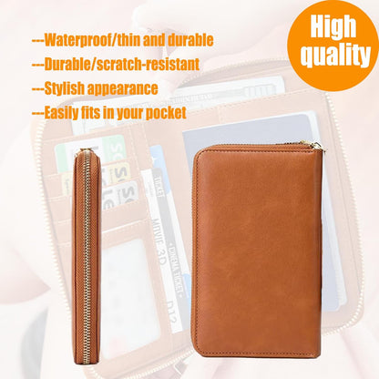 Similarbe RFID Passport Wallet,Similarbe Multi-Functional RFID Passport Wallet,Travel Wallet for Women Men - ID Card Organizer with Anti-Theft,Slim Leather Cover for Credit Cards,Cash (2PCS-A)