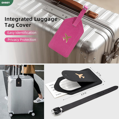 2 Pack Passport Holder for Travel with Slot for AirTag & Luggage Tag Cover, RFID Blocking Passport Holder for Women & Men | PU Leather Passport Cover with Pocket, Black & Pink