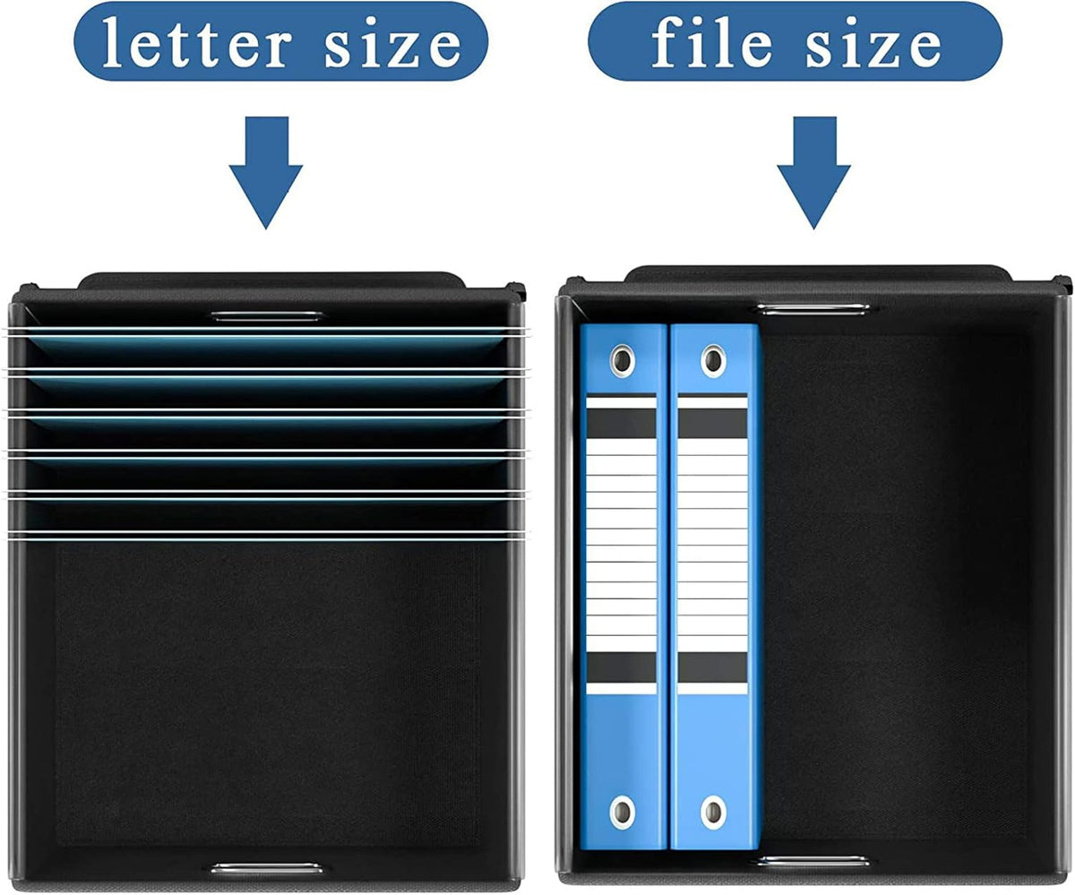 Huolewa Decorative File Organizer Box with Lid, Collapsible File Storage Organizer Boxes with Lids, Linen Hanging Filing&Storage Boxes for Office/Decor/Home, Filing System for File and Folders Storage