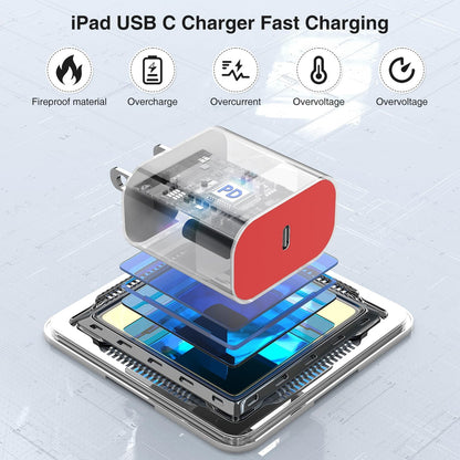 iPhone 16 15 Fast Charger 10ft, USB C Charging Block and Long Type C to C Cable Cord, Wall Plug Power Adapter Cube Brick for Apple 16 Pro Max/16 Pro/15 Plus/15 Pro Max/iPad 12.9/11 inch/Air/Mini-Red