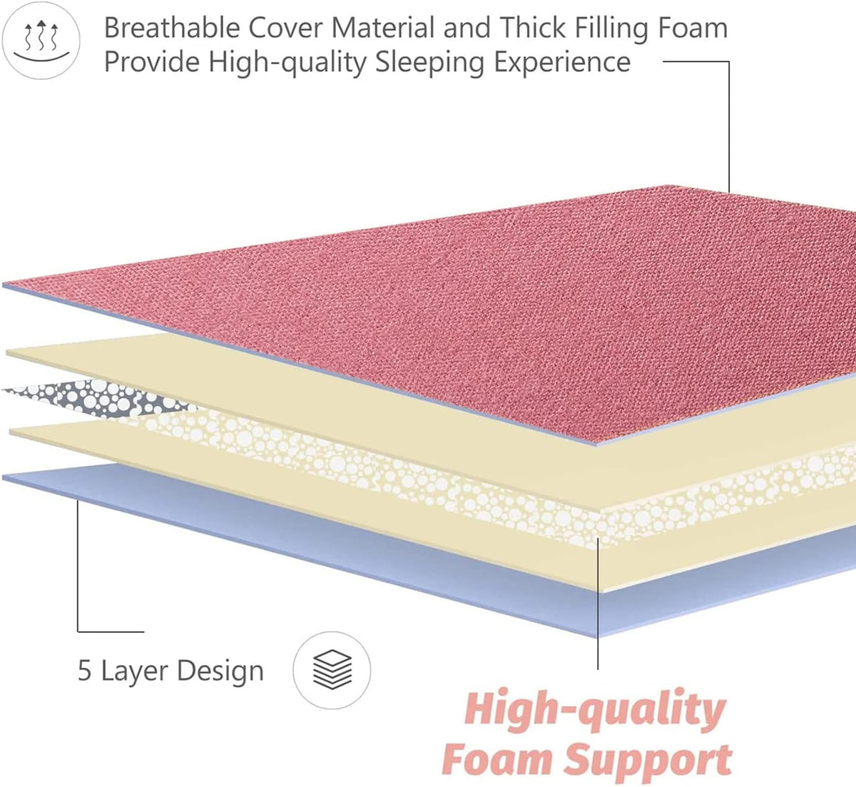MAXYOYO Japanese Floor Mattress Futon Mattress, Thicken Sleeping Pad Foldable Roll Up Floor Futon for Adults Tatami Mat Dormitory Bed Lounger, Pink, Queen Size