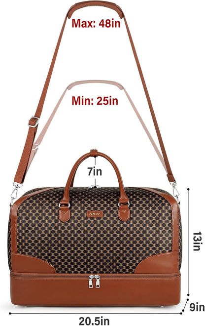 Weekender Bag for Women, Travel Duffel Bag Carry On Overnight Bag with Shoe Compartment Large Nylon Travel Weekend Tote Bag