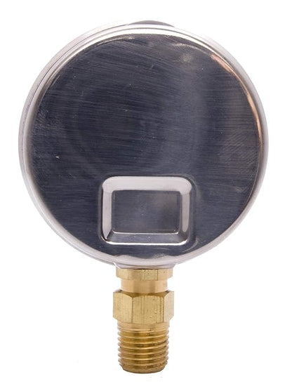 2-1/2" Oil Filled Pressure Gauge - Stainless Steel Case, Brass, 1/4" NPT, Lower Mount Connection, 0-6,000PSI