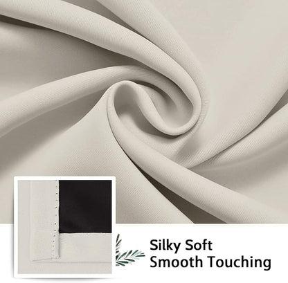 SimpleHome 100% Blackout Curtains for Bedroom,Thermal Insulated Cream Grommet Window Drapes Room Darkening Curtains for Living Room with Black Back,42 x 36 Inch,2 Panels