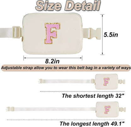 Personalized Belt Bag for Women Girls - Fashion Mini Waist Packs with Adjustable Strap - Trendy Travel Fanny Pack Crossbody Bags with Initial Letter - Teen Gifts | Cream,F