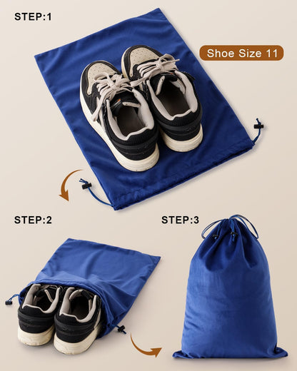 FantasyLife Shoe Bags for Travel, 4 PCS Washable Dust Bags for Storage & Packing, Flannel Shoe Pouch with Drawstring Closure for Purses, Handbags, Shoes & Toys (Palace Blue)