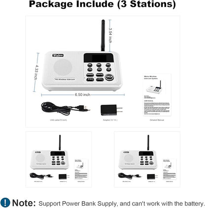 Wuloo Intercoms Wireless for Home 1 Mile Range 22 Channel 100 Digital Code