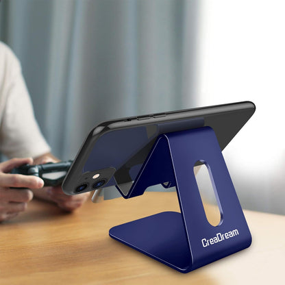 CreaDream Cell Phone Stand, Cradle, Holder,Aluminum Desktop Stand Compatible with Switch, All Smart Phone, iPhone 11 Pro Xs Max Xr X Se 8 7 6 6s Plus SE 5 5s-Navy Blue