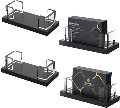 Acrylic Business Card Holder for Desk,Business Card Stand,Clear Business Card Display,Desk Business Card Holders,Business Card Display Stand,Acrylic Business Card Holder Display,Black 4 Pcs