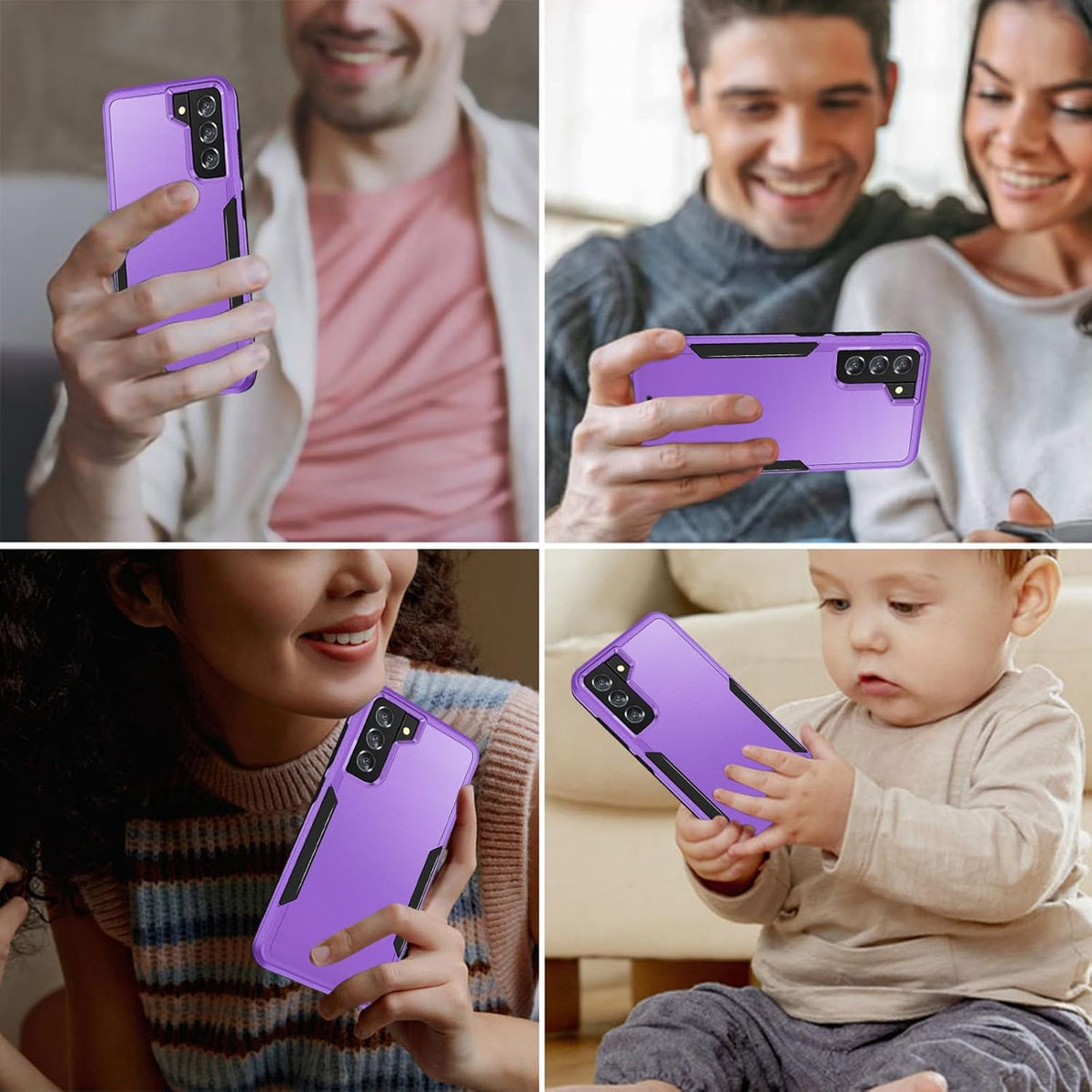 for Galaxy S21 Case with Screen Protection: Heavy Duty Protective Shockproof and Scratch Proof Cell Phone case for Samsung Galaxy S21-Purple