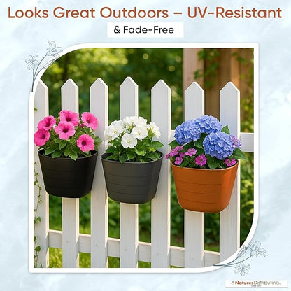 12 Inch Self-Watering Wall Planter for Indoor & Outdoor Use – Vertical Hanging Planter, BPA-Free, UV-Resistant – Perfect for Flowers, Herbs & Vegetables (Terracotta, with Plug)