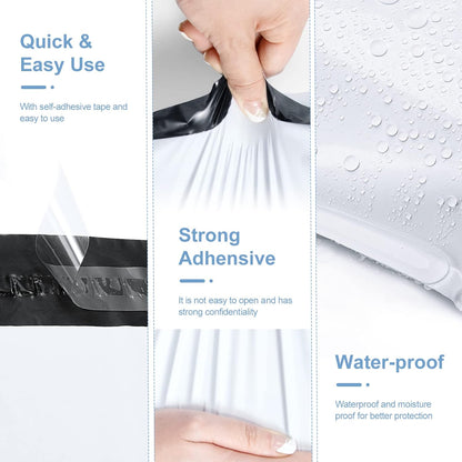 Metronic Poly Mailers 14.5x19 200 Pcs | Large Shipping Bags for Clothing | Strong Adhensive Mailing Bags for Small Business, Shipping Envelopes Bags, Tear-resistant Package Bags White