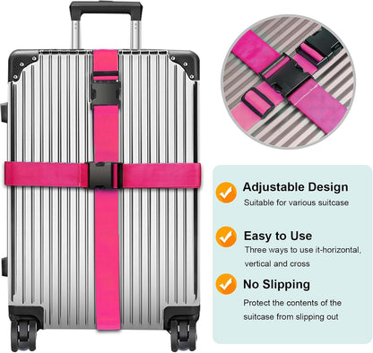 Luggage Straps for Suitcases TSA Approved, Travel Belt Suitcase Belt, Suitcase Straps TSA Approved, Luggage Belt Strap TSA Approved, Travel Straps for Luggage, Luggage Band Bag Straps, Pink