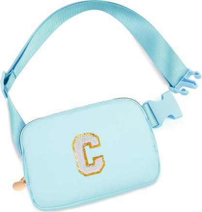 Birthday Gifts for 4 5 6 7 8 9 10 11 12 Year Old Girls,Gifts for Teens Kids Daughter Sister Her,Fanny Pack Belt Bag Crossbody Bags Cute Stuff for Girls Women Teen | Initial White C,Blue Bag