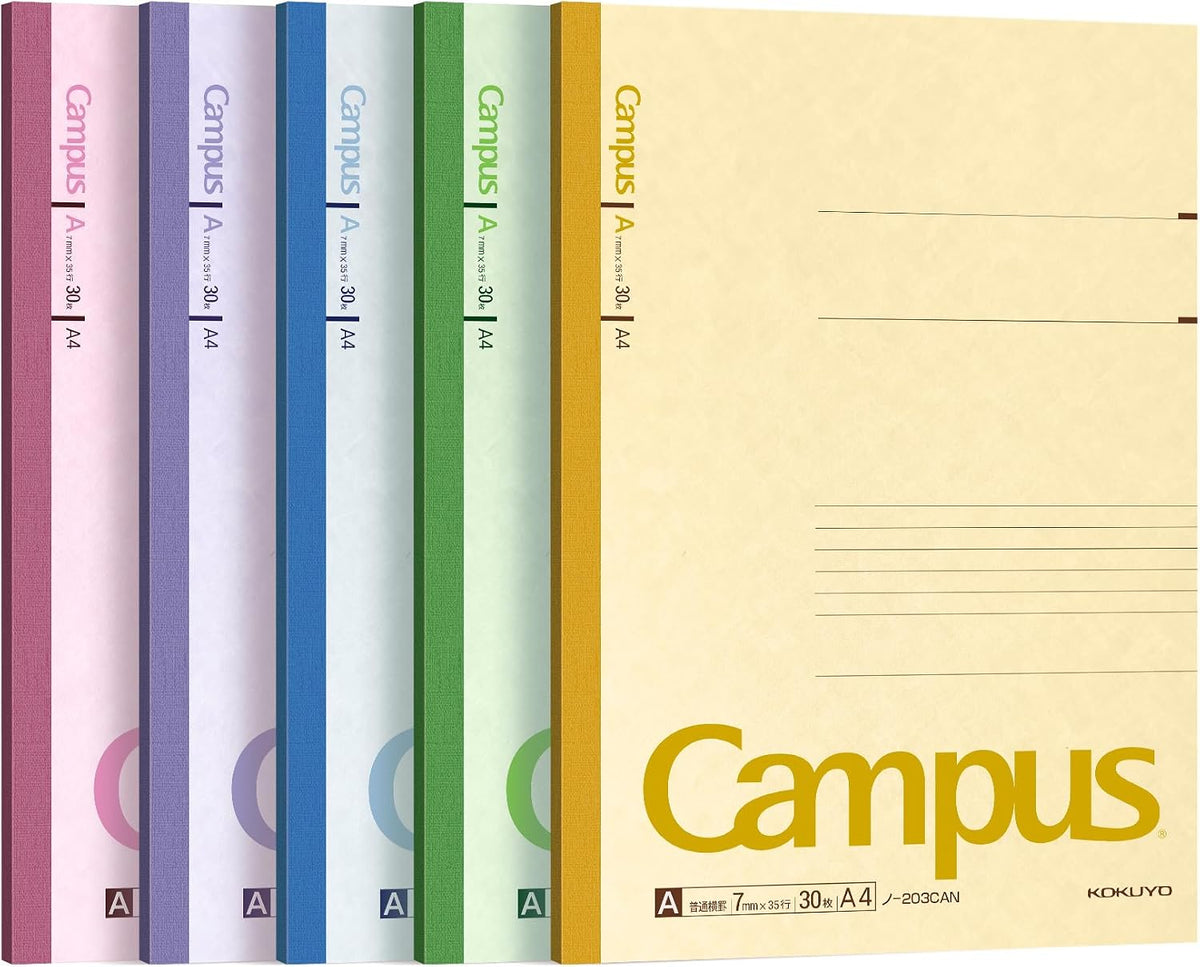 KOKUYO Composition Notebooks, 5 Pack Campus Semi-B5 Comp Book with B 6mm Ruled, 30 Sheets, Classic School Lined Notebook, Journal Notebook for Women Work Study Note Taking (NO-3CBNx5)